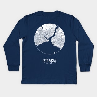 Istanbul, Turkey City Map - Full Moon Kids Long Sleeve T-Shirt